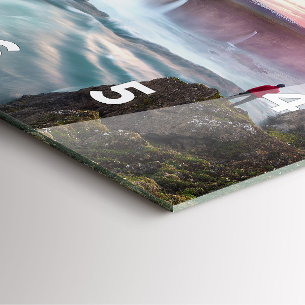 Square glass wall clock Landscape with a waterfall