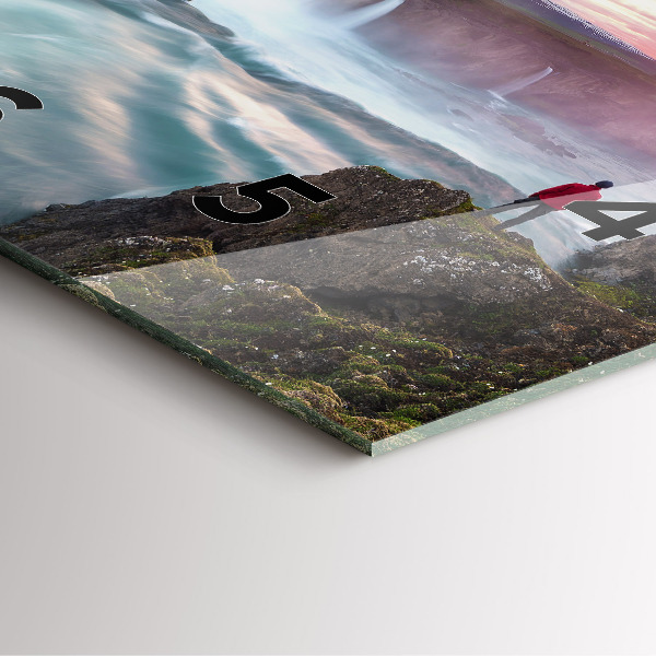 Square glass wall clock Landscape with a waterfall