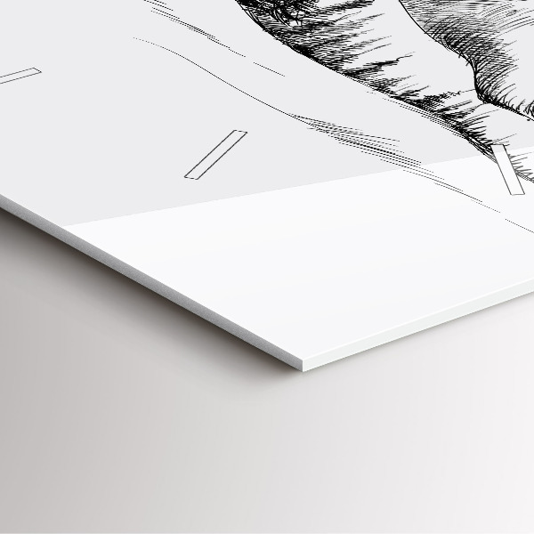 Square glass wall clock Drawn mountains