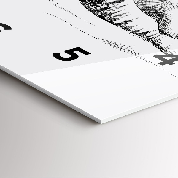 Square glass wall clock Drawn mountains