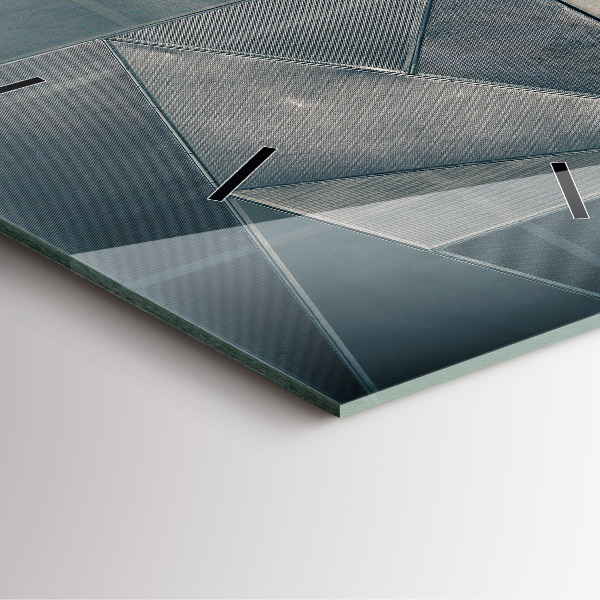 Square glass wall clock Metal abstract triangles