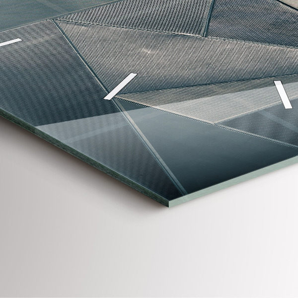 Square glass wall clock Metal abstract triangles