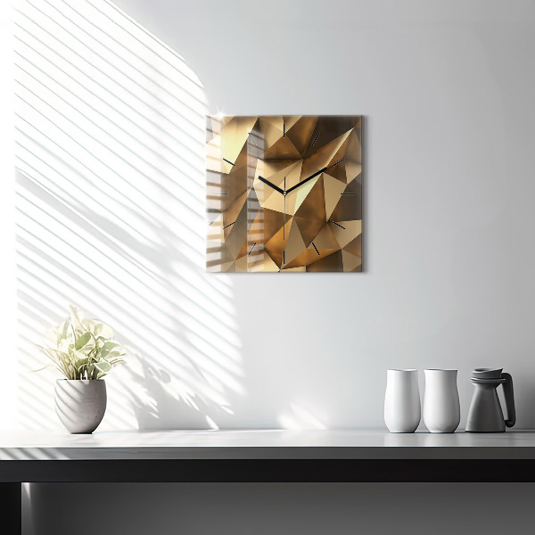 Square glass wall clock Geometric texture