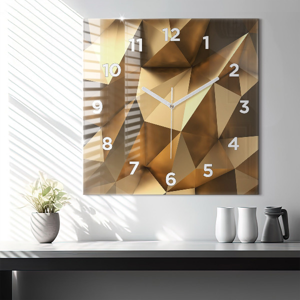 Square glass wall clock Geometric texture