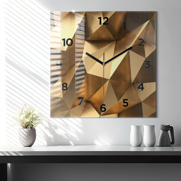 Square glass wall clock Geometric texture