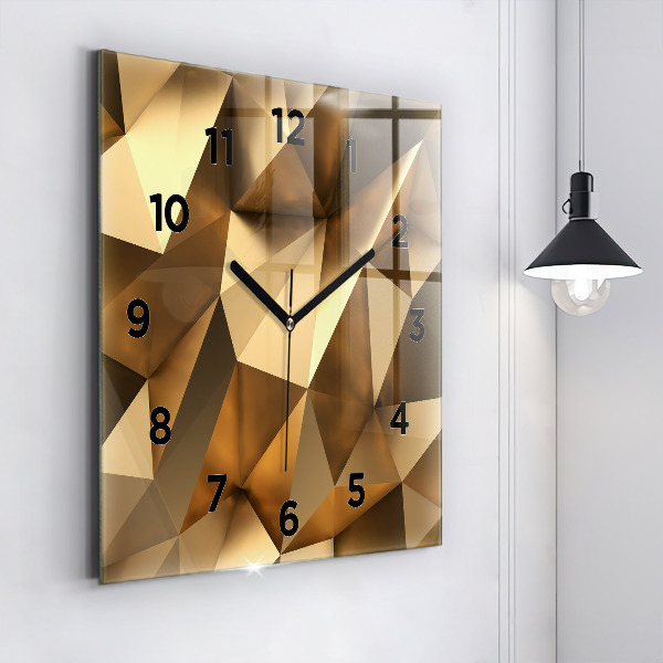 Square glass wall clock Geometric texture