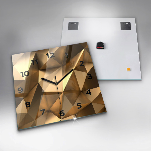 Square glass wall clock Geometric texture