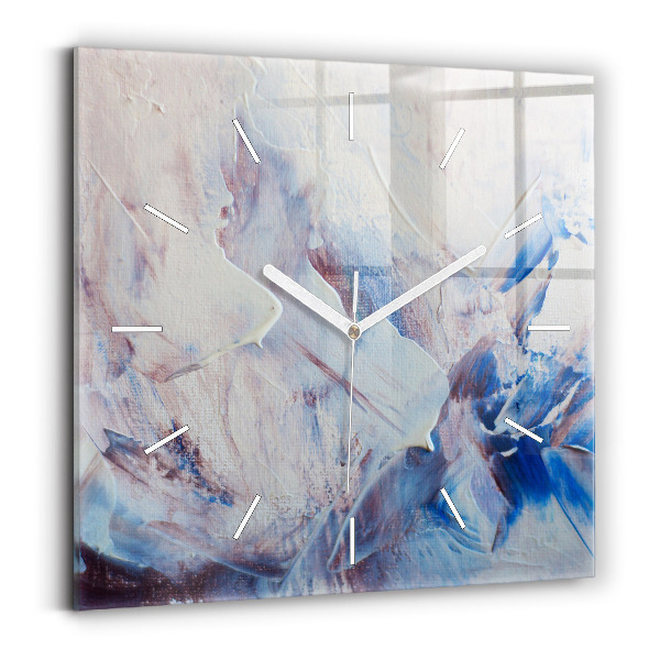Square glass wall clock Abstract paint texture