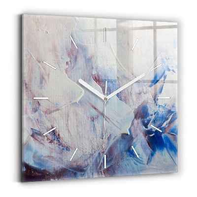 Square glass wall clock Abstract paint texture