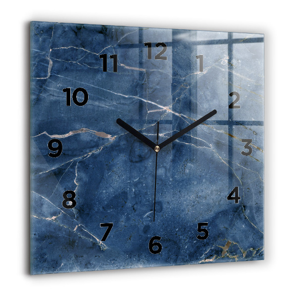Square glass wall clock Blue marble texture