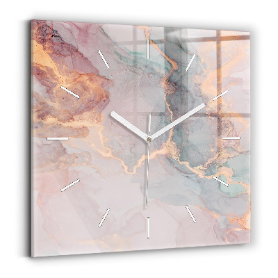 Square glass wall clock Marble texture