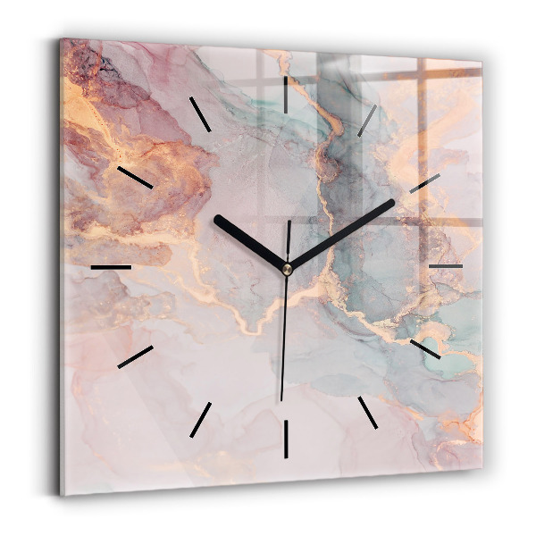Square glass wall clock Marble texture