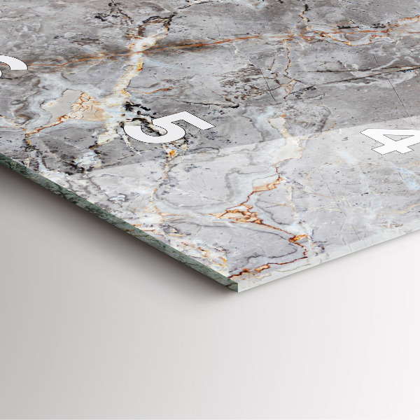 Square glass wall clock Gray granite marble