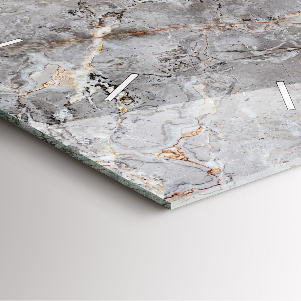 Square glass wall clock Gray granite marble