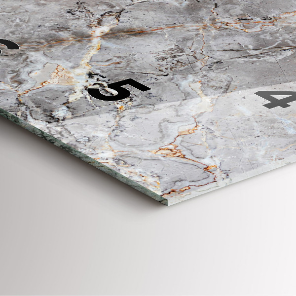 Square glass wall clock Gray granite marble
