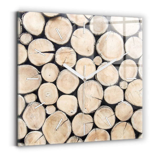 Square glass wall clock Cut tree stumps