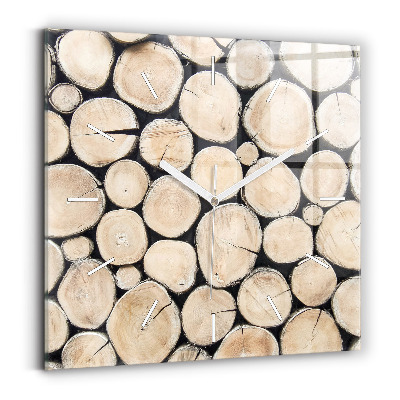 Square glass wall clock Cut tree stumps