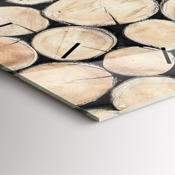 Square glass wall clock Cut tree stumps