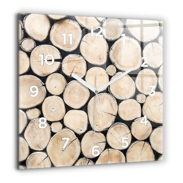 Square glass wall clock Cut tree stumps