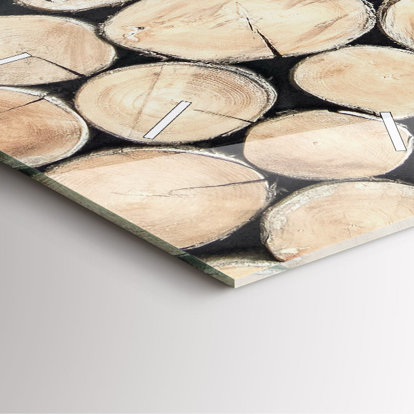 Square glass wall clock Cut tree stumps