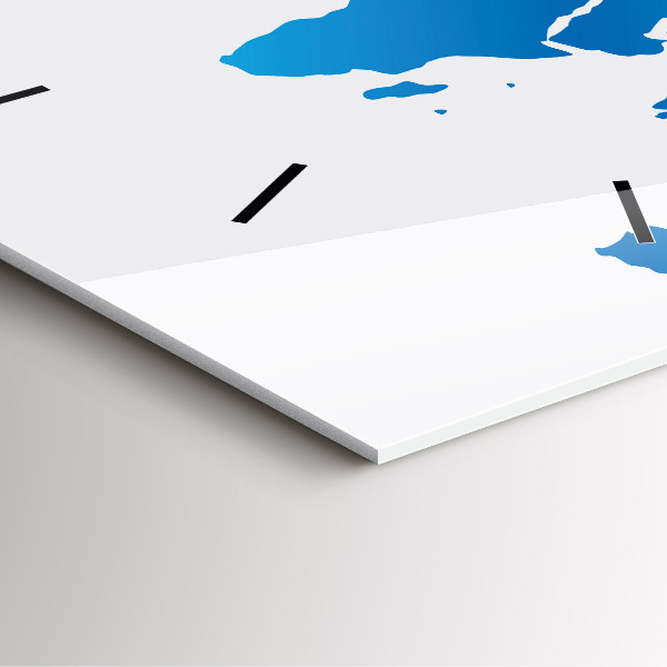 Square glass wall clock World map