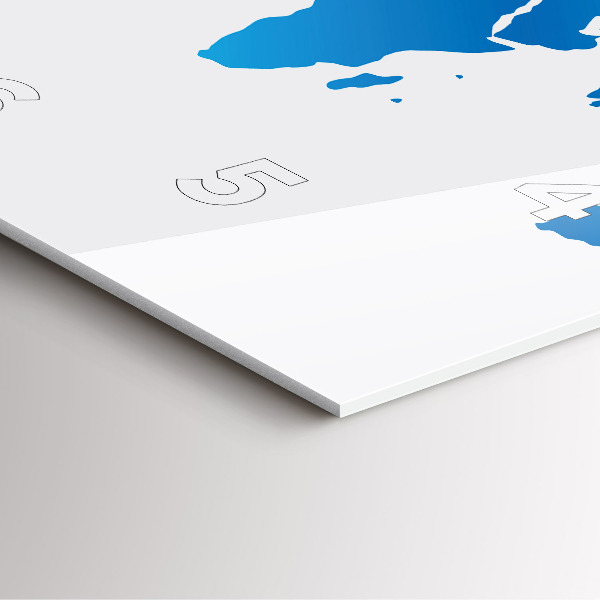 Square glass wall clock World map