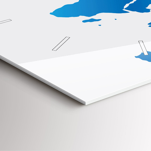 Square glass wall clock World map