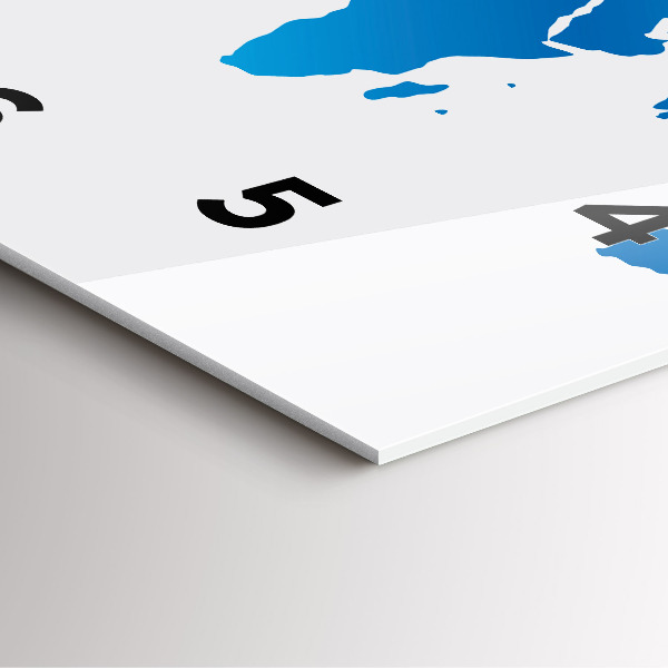 Square glass wall clock World map