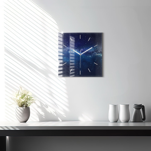 Square glass wall clock Dark sky stars