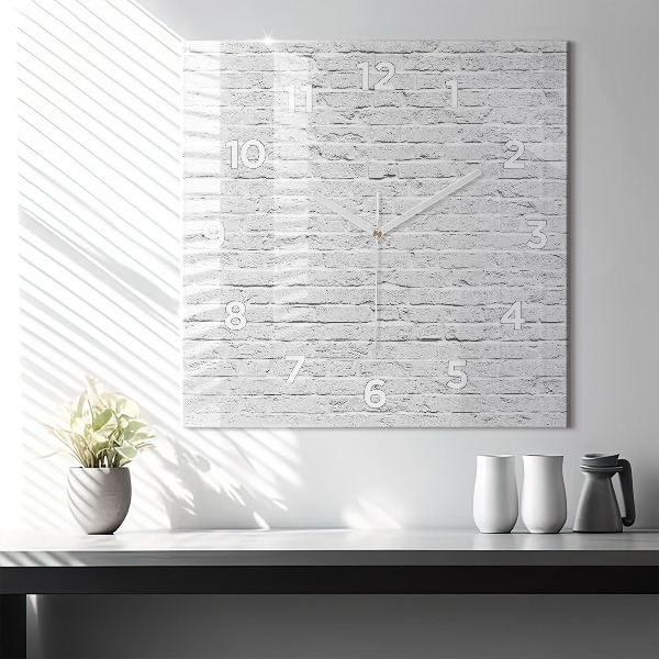 Square glass wall clock A wall of light bricks
