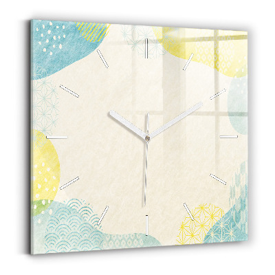 Square glass wall clock Pattern frame