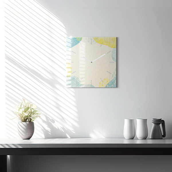 Square glass wall clock Pattern frame