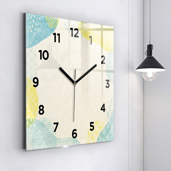 Square glass wall clock Pattern frame