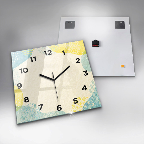 Square glass wall clock Pattern frame