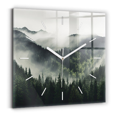 Square glass wall clock Forest Landscape