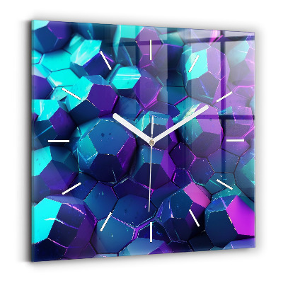 Square glass wall clock Geometric figures