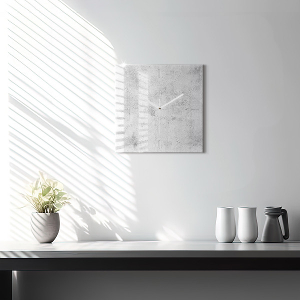 Square glass wall clock Concrete wall