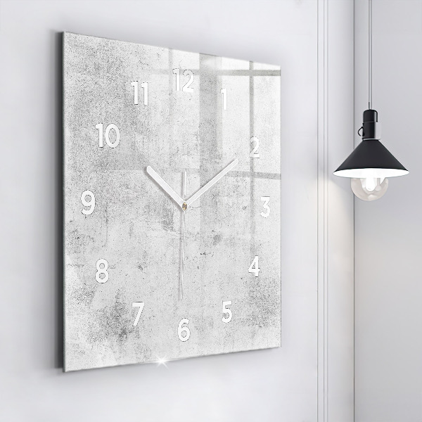 Square glass wall clock Concrete wall