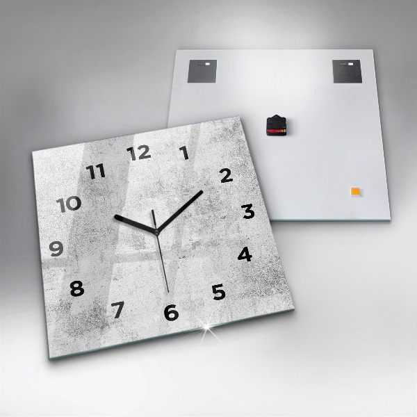 Square glass wall clock Concrete wall