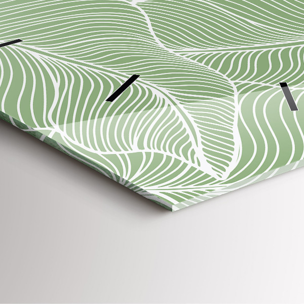 Square glass wall clock Leaves nature pattern