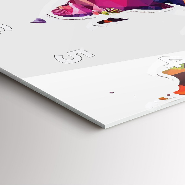 Square glass wall clock World map triangles