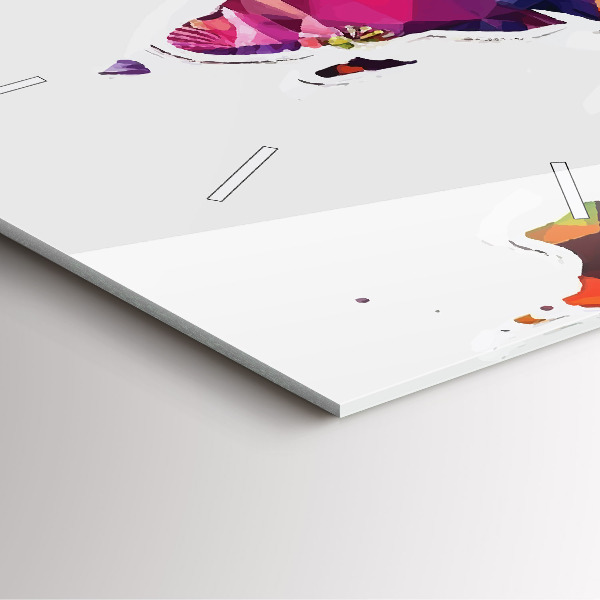 Square glass wall clock World map triangles