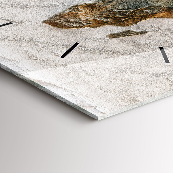 Square glass wall clock Old world map