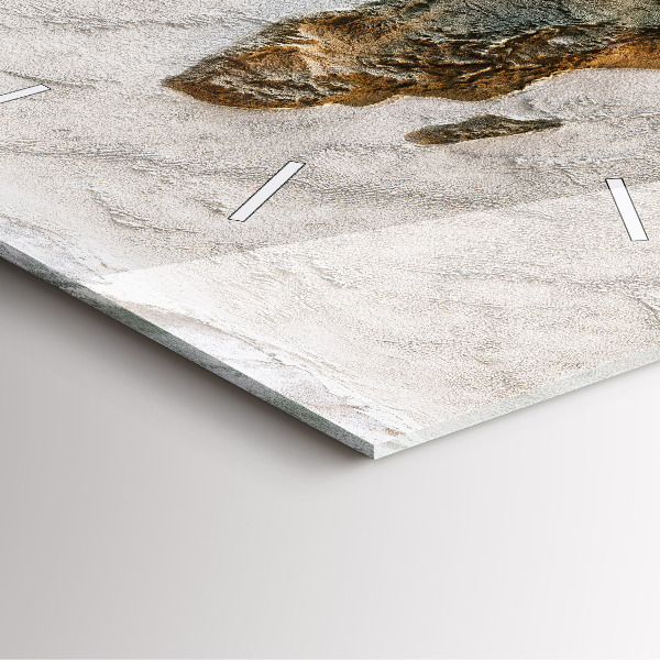 Square glass wall clock Old world map