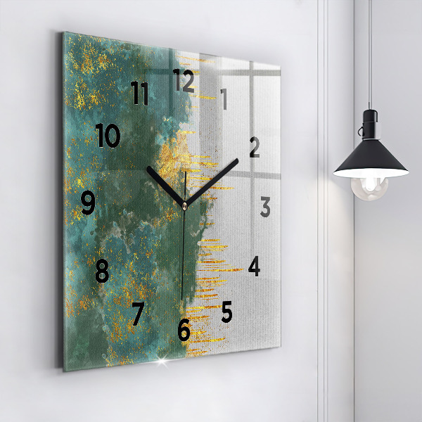 Square glass wall clock Decorative pattern