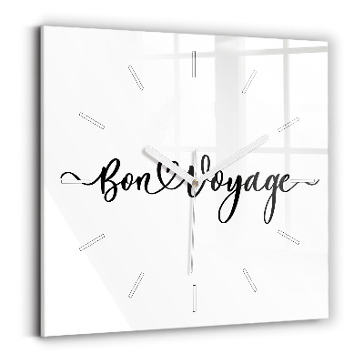 Square glass wall clock The inscription Bon voyage