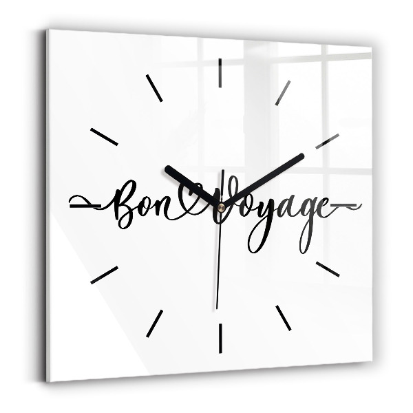 Square glass wall clock The inscription Bon voyage