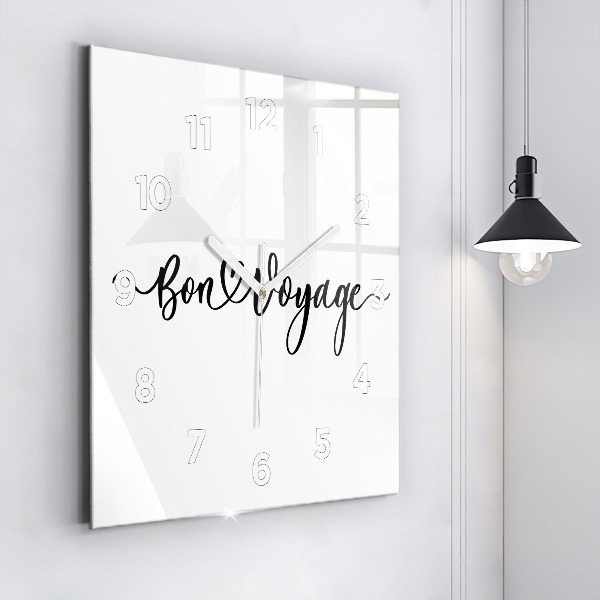 Square glass wall clock The inscription Bon voyage