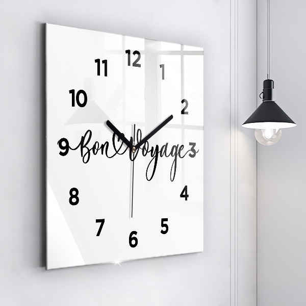 Square glass wall clock The inscription Bon voyage