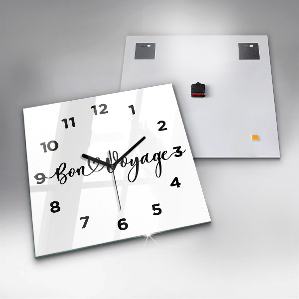 Square glass wall clock The inscription Bon voyage
